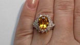 Кольцо серебряное 925 натуральный ААА желто оранжевый - цитрин, цирконий., фото №6