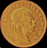 10 франків - 4 форинти 1888 року, Австро-Угорщина (перевиставлення, невикуп), фото №2