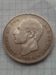 5 песет 1884 Испания серебро, фото №2