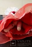 Маленькая фарфоровая кукла на резинках, рыжая в красном платье, фото №6