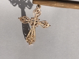 Ажурный золотой крест с камнями 585, фото №4