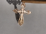 Ажурный золотой крест с камнями 585, фото №5