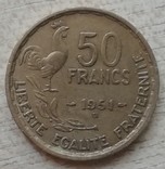 Франция 50 франков, 1951 г. Отметка монетного двора: "B" - Бомон-ле-Роже, фото №2