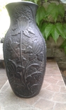 Ваза "Чертополох" черная керамика, рельеф 35 см - винтаж, фото №2