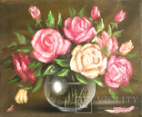 Картина, Розы, 25х30 см. живопись, холст, с подписью, отличный подарок, декор, фото №2