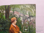 Портрет женщины в саду. Картон, масло. Размер 22,5х32 см., фото №4