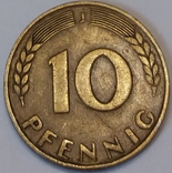 Німеччина 10 пфенігів, 1949 J, фото №2
