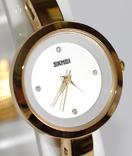 Наручные женские часы Skmei 9177 Marble с золотым ремешком, photo number 4