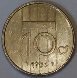 Нідерланди 10 центів, 1986, фото №2