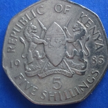 Кенія 5 шилінгів 1985 р, фото №2