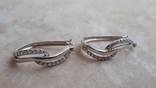 Серебряные серьги-кольца с камнями, фото №6