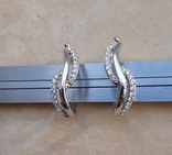 Серебряные серьги-кольца с камнями, фото №8