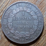 Боливия 1 боливиано 1864 г., фото №2