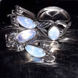 Серьги, кольцо и подвес, серебро 925, лунный камень, фото №4