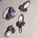 Серьги, кольцо и подвес, серебро 925, лунный камень, фото №2