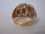 Золотое кольцо "Шапка Мономаха" №585пробы. Камни цирконий и натуральный гранат., фото №8