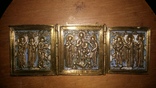 Икона-триптих "Деисус с избранными святыми", бронза, эмали. XIX в., фото №2