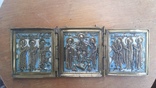 Икона-триптих "Деисус с избранными святыми", бронза, эмали. XIX в., фото №3