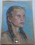 Двухсторонний портрет пастель 47 на 34,5 см., фото №3