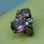 Кольцо с крупными розовыми камнями. Камни - стекло, фото №4