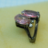 Кольцо с крупными розовыми камнями. Камни - стекло, фото №7