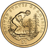 1 доллар 2009 г.(D) Индианка, выращивающая «трёх сестёр», фото №2