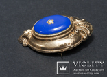 Золотая брошка с голубой эмалью. 19 век, фото №5