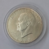США 1 доллар, 1972 Эйзенхауэр, серебро,С90,UNC, фото №4