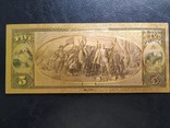 Золотая банкнота США 1875г (5 Dollars), фото №3