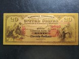 Золотая банкнота США 1875г (20 Dollars), фото №2