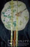 Старинный китайский веер круглый шелк Китай, фото №8