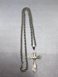 Большой серебряный крест с цепочкой 875 проба (69 грамм), фото №2