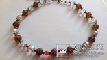 Ожерелье-бусы стекло лэмпворк, венецианское стекло ,длина 45 см+ 8 см, фото №2