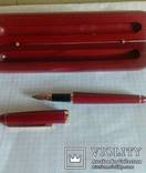 Перьевая ручка с пером Iridium Point Germany и футляром из красного дерева, фото №2