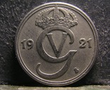 Швеція 50 ере, 1921, диаметр 22 мм № 371, фото №2