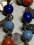 Серьги-подвески с сине-оранжевыми бусинами, фото №4
