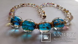 Ожерелье-бусы венецианское стекло , бусины ( aurora borealis) длина 49 см.винтаж, фото №6