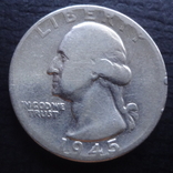 25  центов  1945  США  серебро   ($4.2.25) ~, фото №2