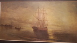 Старая картина в раме Морской пейзаж, фото №4