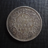 1/4 рупии 1862 Великобританская Индия серебро   ($4.5.21)~, фото №2