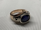 Золотой мужской перстень с сапфиром 17.22 гр  20.5 размер, фото №2