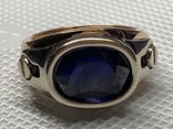 Золотой мужской перстень с сапфиром 17.22 гр  20.5 размер, фото №3