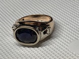 Золотой мужской перстень с сапфиром 17.22 гр  20.5 размер, фото №10