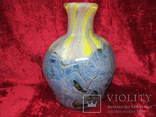 Массивная гутная ваза художественное  цветное стекло. 30 см, фото №2