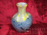 Массивная гутная ваза художественное  цветное стекло. 30 см, фото №3