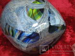 Массивная гутная ваза художественное  цветное стекло. 30 см, фото №9