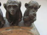 Пепельница "Три обезьяны " бронза СССР, фото №4