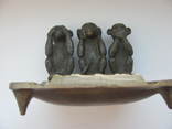 Пепельница "Три обезьяны " бронза СССР, фото №11