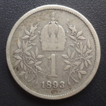 1 крейцер 1893  Австро-Венгрия  серебро   ($5.2.44)~, фото №2