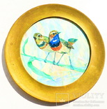 Тарелка коллекционная настенная = Германия - в бронзовой раме -2 птички, фото №2